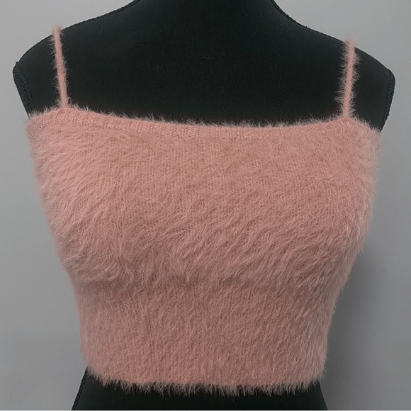 Shein Pink Fuzzy Crop Top - Picture 4 of 9